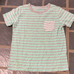 Crewcuts Mint & Gray Striped Pocket Tee